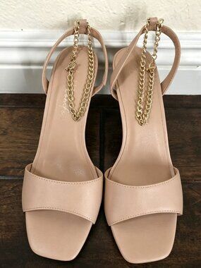 NEW LOOK Ankle Chain Heeled Sandal In Camel-brown US SIZE 8